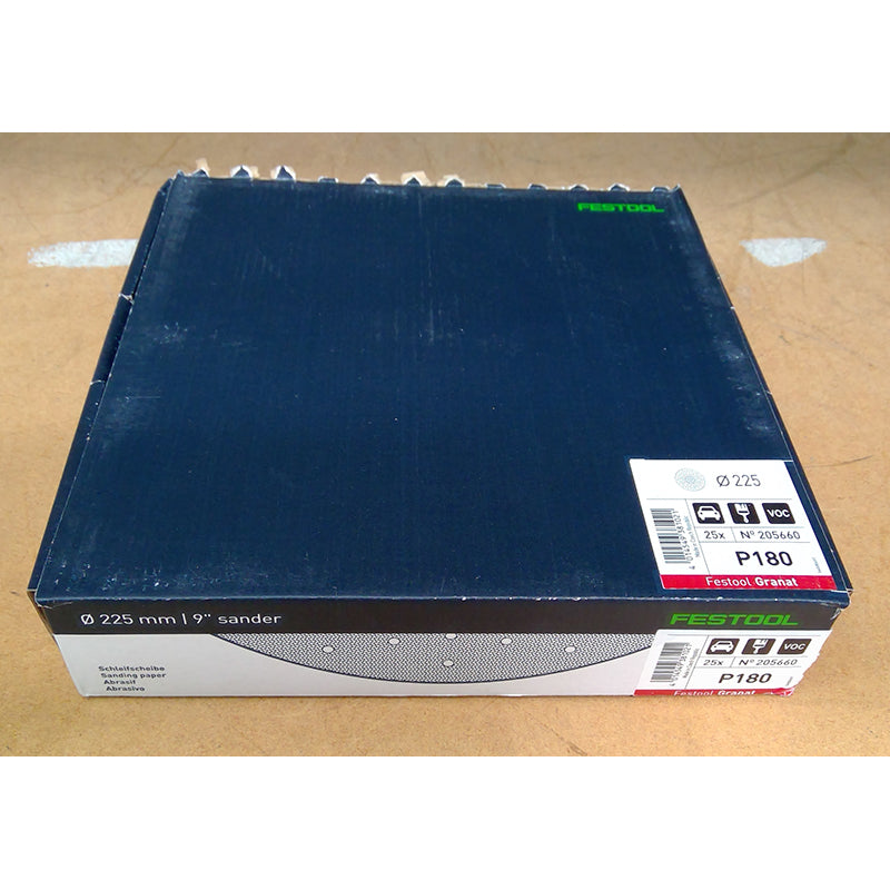 225mm Granat Abrasive Disc 128-hole P180 – 25 Pack