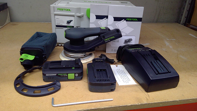 ETSC 2 18V 150mm Cordless Random Orbital 3.5mm Sander Bluetooth 4.0Ah Set Systainer - Ex-Demo